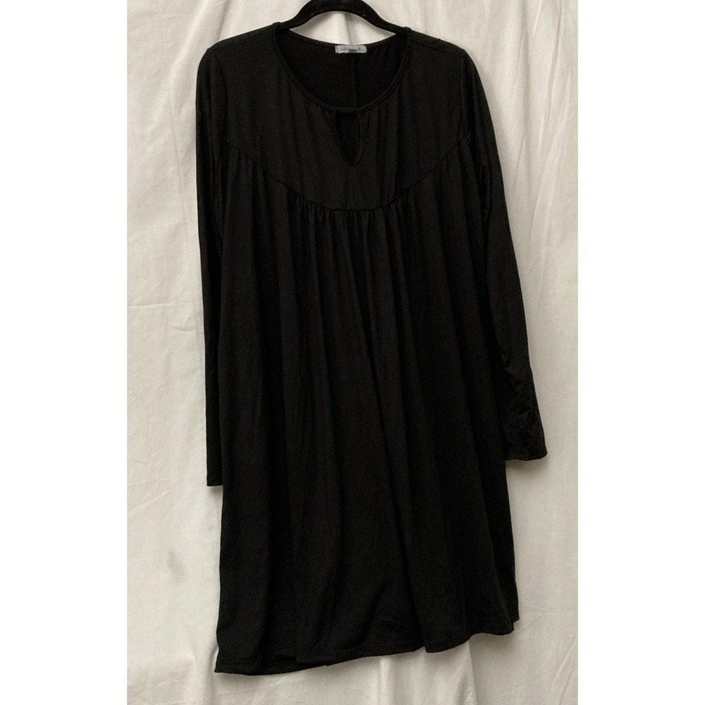 White Birch Black Keyhole Neck Pocketed Long Sleeve Babydoll Dress - SZ 1X